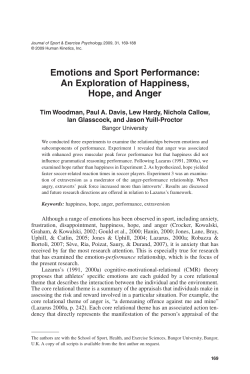 Emotions and Sport Performance: An Exploration of Happiness