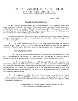 January 2014 New Code Amendments/Summary The New York