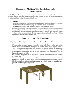 Harmonic Motion: The Pendulum Lab Student Version