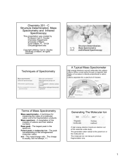 Chemistry 201 - C Structure Determination: Mass Spectrometry and