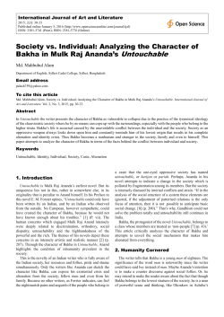 Society vs. Individual: Analyzing the Character of Bakha in Mulk Raj