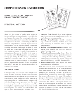 Comprehension Instruction: Using Text Feature Cards to Enhance