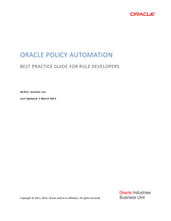 Oracle Policy Automation - Best Practice Guide for Rule Developers