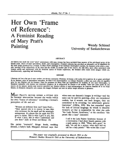 Her Own Trame of Reference`: A Feminist Reading of Mary Pratt`s