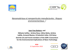 Nanomat&eacute;riaux et nanoparticules manufactur&eacute;es