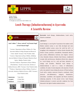 Leech Therapy (Jalaukavacharana) in Ayurveda: A Scientific Review