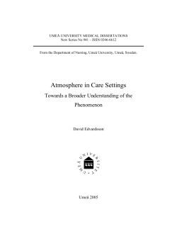 Atmosphere in Care Settings