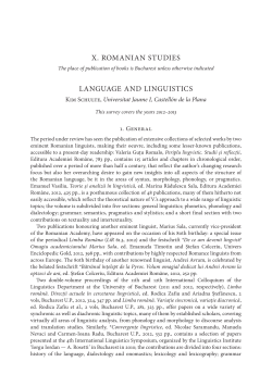 X. Romanian StudieS Language and LinguiSticS