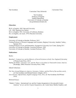 Nan Goodman`s Curriculum Vitae - University of Colorado Boulder