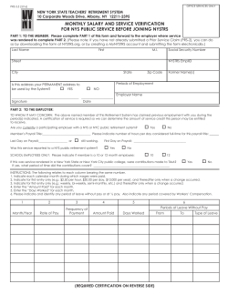 MONTHLY SALARY AND SERVICE VERIFICATION FOR NYS