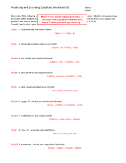 Predicting and Balancing Equations Worksheet #2