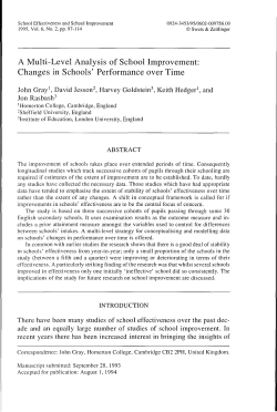 A Multi-Level Analysis of School Improvement: Changes in Schools