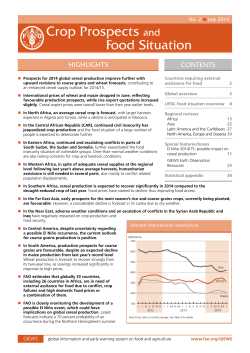 Crop Prospects and Food Situation