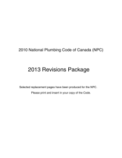 National Plumbing Code of Canada 2010 &ndash; Revisions