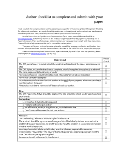Author checklist to complete and submit with your paper