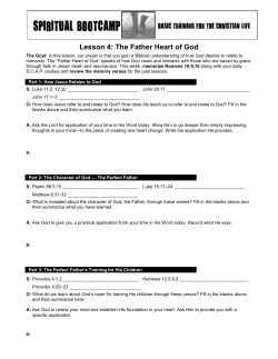 Lesson 4: The Father Heart of God