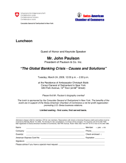 Mr. John Paulson - Swiss-American Chamber of Commerce