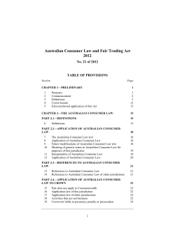 Australian Consumer Law and Fair Trading Act 2012