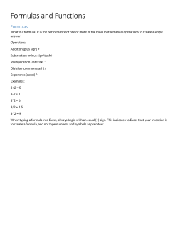 Formulas and Functions