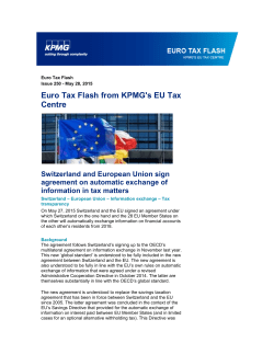 Euro Tax Flash 250 - Swiss-EU information exchange agreement