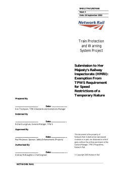 Network Rail Request for Exemption from Railway Safety