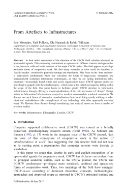 From Artefacts to Infrastructures