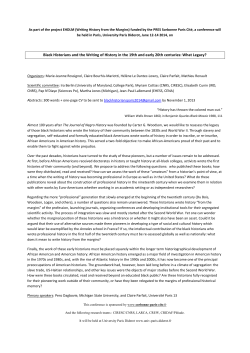 Black Historians and the Writing of History in the 19th and early 20th