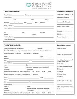 CHILD INFORMATION Today`s Date: Nickname: Child`s Name:
