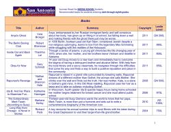 SAISD Summer Reading List-MIDDLE SCHOOL books for Grades 6-8