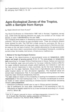 Agro-Ecological Zones of the Tropics, with a Sample from Kenya