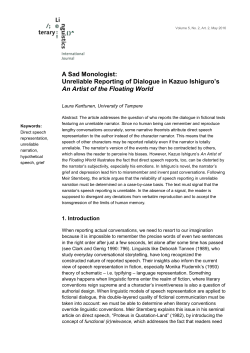 A Sad Monologist: Unreliable Reporting of Dialogue in Kazuo