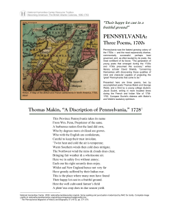 Pennsylvania: Poets` Descriptions, mid 1700s