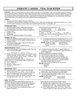 chemistry i honors &ndash; final exam review