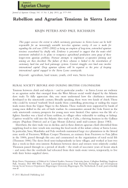 Rebellion and Agrarian Tensions in Sierra Leone