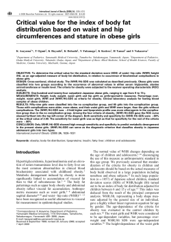 Critical value for the index of body fat distribution based on