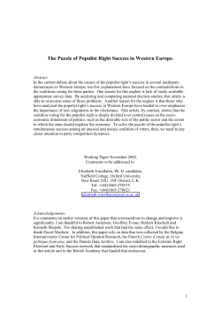 The Puzzle of Populist Right Success in Western