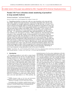 Pseudo 3D P wave refraction seismic monitoring of permafrost in