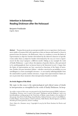 Intention in Extremity: Reading Dickinson after the