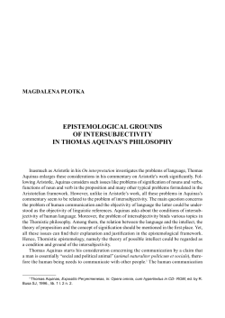 epistemological grounds of intersubjectivity in thomas aquinas`s