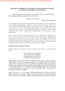 PRESIDENT`S ADDRESS AT THE BABU JAGJIVAN RAM
