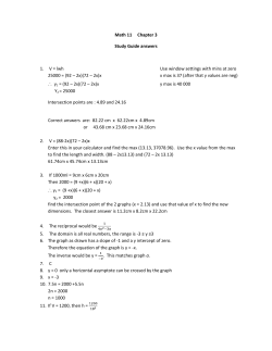 Math 11 Chapter 3 Study Guide answers 1. V = lwh Use window