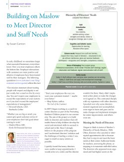 Building on Maslow to Meet Director and Staff Needs