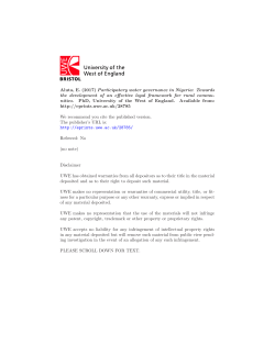 Aluta, E. (2017) Participatory water governance in Nigeria: Towards