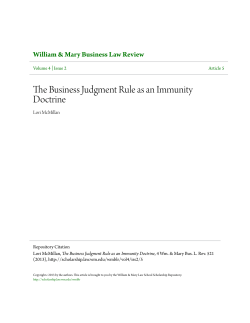 The Business Judgment Rule as an Immunity Doctrine