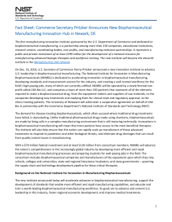 NIIMBL Fact Sheet - Manufacturing USA