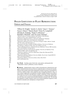 POLLEN LIMITATION OF PLANT REPRODUCTION: Pattern and
