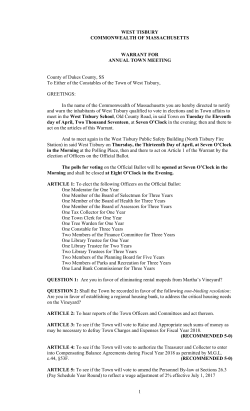 Annual Town Meeting Warrant