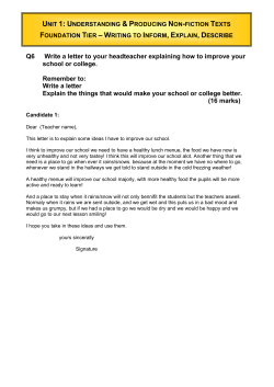 Q6 Write a letter to your headteacher explaining how to improve