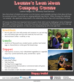 Leanne`s Lean Mean Camping Cuisine