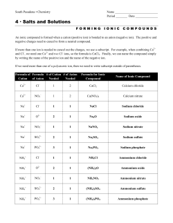 4 &middot; Salts and Solutions
